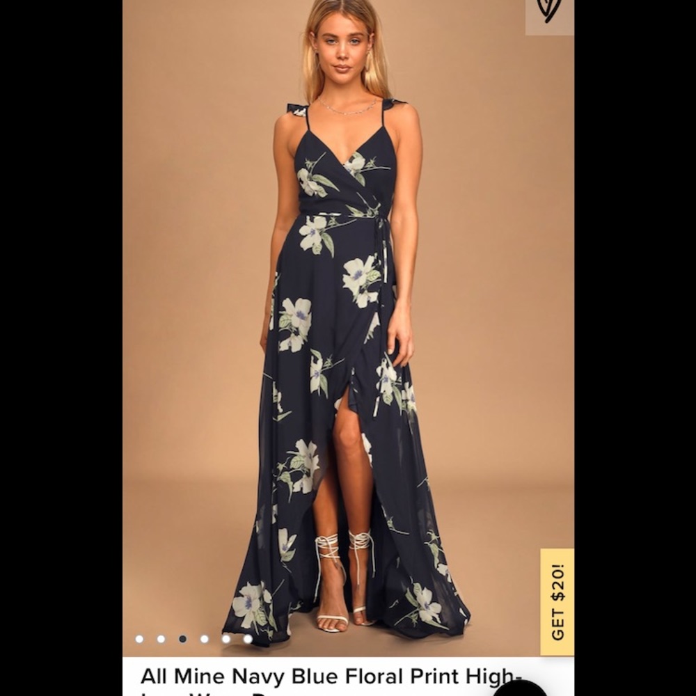 NWT - All Mine navy floral high-low wrap dress